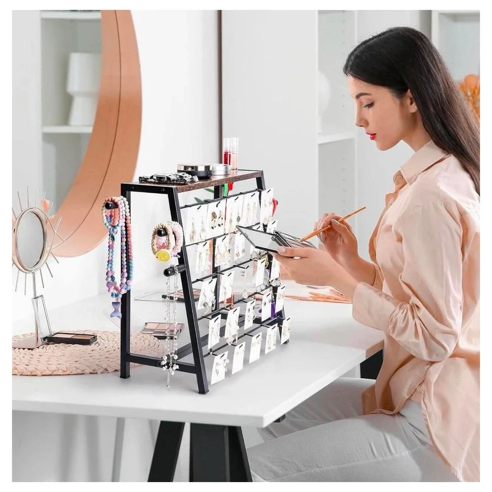 5 Tier Earring Design Stand Jewelry Organizer Stand With 31 Hooks Triangular Des